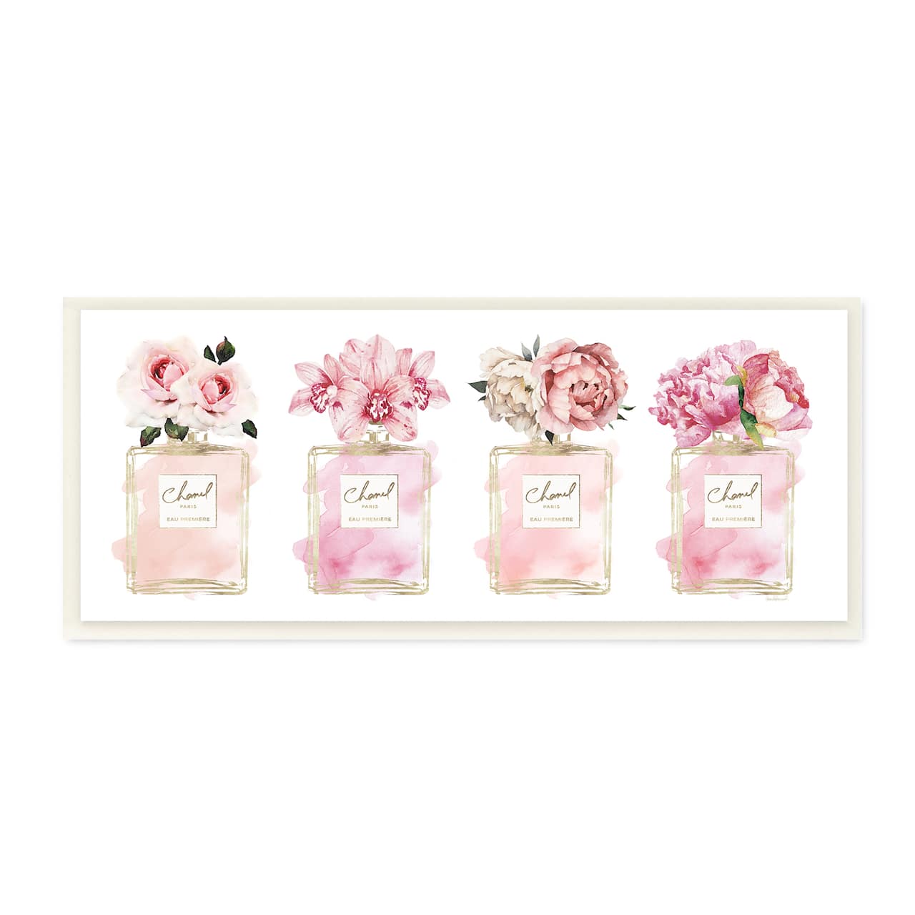 Stupell Industries Pink Floral Bouquets Glam Designer Fashion Jars, 7" x 17"
